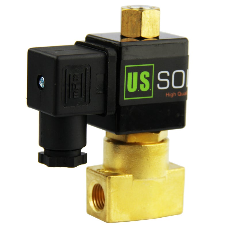 U.S. Solid 1/4" Brass 12V DC Electric Solenoid Valve NPT NBR Seal Normally Open (Air, Non-potable Water) - Image 2